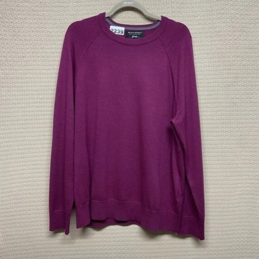 NWOT Banana Republic Baruffa Raspberry CrewNeck Sweater Men‎ XL China 100% Wool